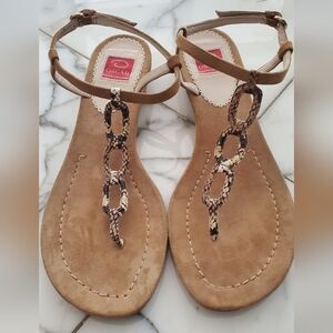 OSCAR DE LA RENTA - size 9 - flat sandals -suede leather - thon sandal